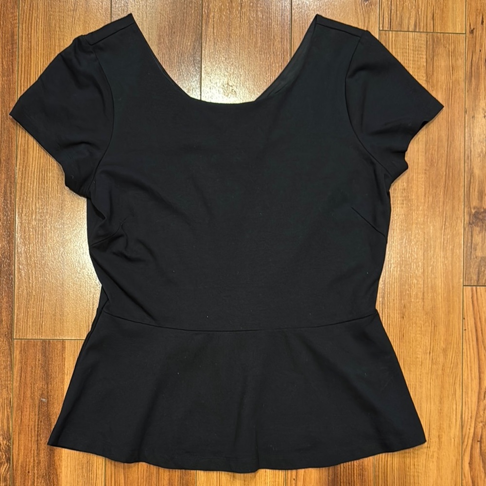 Banana Republic Black Peplum Cap Sleeve Blouse